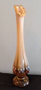 lot 170 image: Small Fenton Hobnail Cameo Opalescent Glass Vase