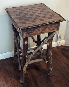 lot 171 image: Rustic Twig Chess Top Accent Table