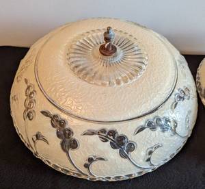 lot 335 image: Pair of Vintage Glass Ceiling Light Fixtures