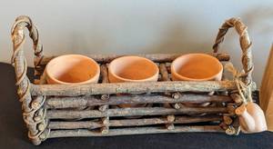lot 336 image: Pair of Terracotta Herb Planter Sets
