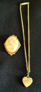 lot 26 image: Vintage Cameo and Vintage Locket Necklace