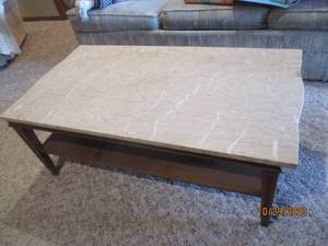 Vintage wood coffee table with faux...