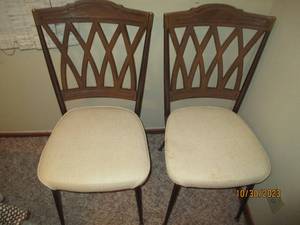 2 Vintage hairpin chairs with wood ...