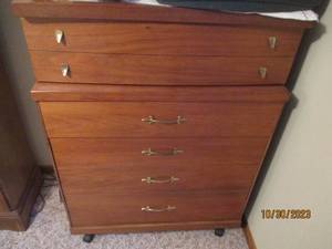 Vintage Wood 5-drawer Highboy Dress...