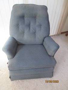 Blue Upholstered button back rocker...