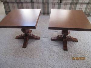 Pair of square end tables on pedest...