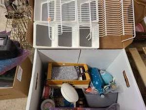 Tote full of household decor items and more