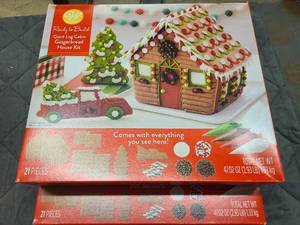 2 Boxes of Wilton Giant Log Cabin Gingerbread House Kits