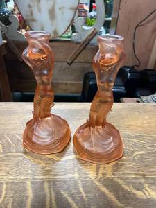 lot 74 image: Glass Candleholders