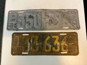 lot 126 image: 1936 & 1939 MN License Plates