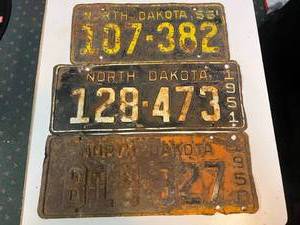 lot 127 image: 1950, 1951 & 1955 ND License Plates