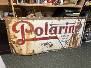 lot 147 image: 5 Polarine Motor Oil Porcelain Sign