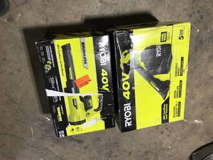 Lot of 2 RYOBI 40V Brushless 125 MPH 550 CFM Cordless Battery Whisper Series Jet Fan Blower with 4.0 Ah Battery and Charger   Customer Returns See Pictures