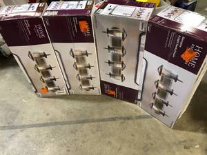 Lot of 4  Home Decorators Collection Georgina 30 in. 4-Light Weathered Iron Industrial Rustic Vanity with Clear Seeded Glass Shades and Cage Accents   Customer Returns See Pictures