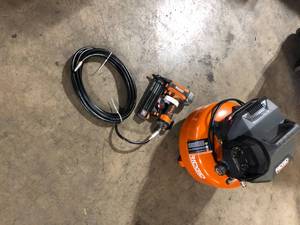 RIDGID 6 Gal. Electric Pancake Air Compressor and Pneumatic 18-Gauge 2-18 in. Brad Nailer  Customer Returns See Pictures