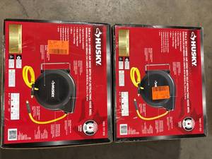Lot of 2 Husky 38 in. x 50 ft. Hybrid Retractable Hose Reel Customer Returns See Pictures