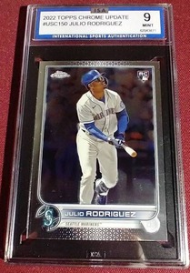 lot 134 image: 2022 Topps Chrome Julio Rodriguez Rookie Card - ISA 9