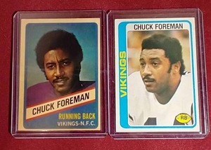 lot 165 image: (2) 1970s Chuck Foreman Cards