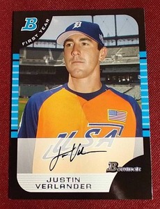 lot 166 image: 2005 1st Bowman Justin Verlander Card