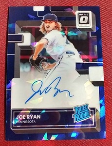 lot 3 image: 2022 Optic Autographed Joe Ryan Rated Rookie Carolina Blue Prizm #d35