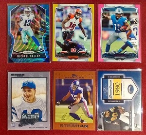 lot 12 image: (6) Numbered Football Cards - Manning, Strahan Etc