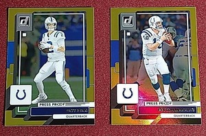 lot 66 image: (2) 2022 Donruss Press Proof Premium Quarterback Cards - Matt Ryan & Peyton Manning
