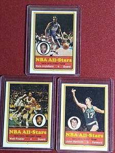lot 68 image: (3) 1973-74 NBA Cards - All HOFers