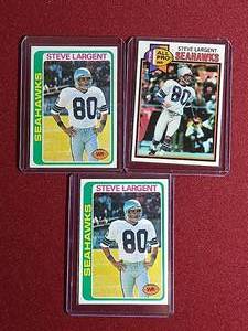 lot 78 image: (3) Vintage Steve Largent Cards