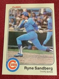 lot 91 image: 1983 Fleer Ryne Sandberg Rookie Card