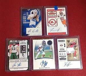 lot 101 image: (5) Autographed NFL Cards