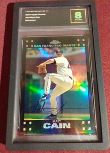 lot 104 image: 2007 Topps Chrome Refractor Matt Cain Card - Advanced Grading 8