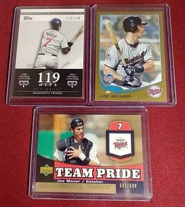 lot 119 image: (3) Numbered Joe Mauer Cards