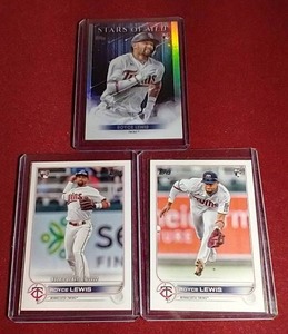 lot 129 image: (3) 2022 Topps Royce Lewis Rookie Cards