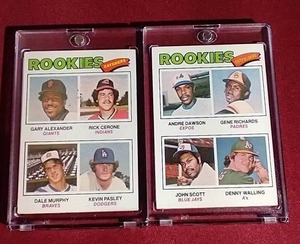 lot 138 image: (2) 1977 Baseball Star Rookie Cards - Murphy & Dawson - Both in One Touch Cases