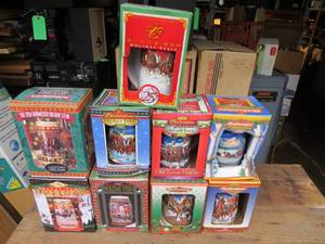 lot 16 image: Mixed Lot of 9 Budweiser Holiday Beer Steins