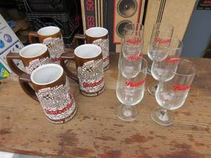 lot 20 image: Mixed Lot of Hamms Beer Steins and Glassware