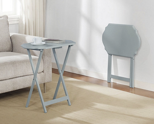 NEW Linon Ledda Folding 2 Pc TV Snack Tray Set, Grey