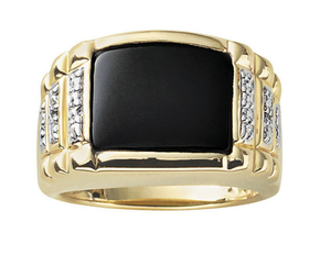 NEW Mens 18K Gold Over Sterling Silver Diamond-Accent Black Onyx Ring - Size 8