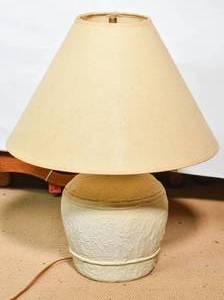 lot 83 image: White Globular Plaster Table Lamp