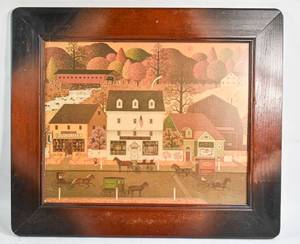 lot 337 image: Village Square American Folk Art Print by Charles Wysocki