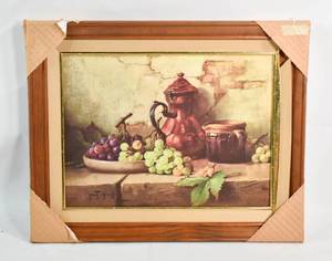 lot 109 image: Signed Still Life Print of Canvas