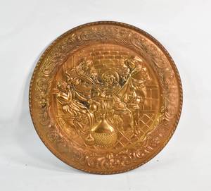 lot 113 image: Brass Toned Circular Relief Artwork