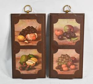 lot 117 image: Pair of Still Life Wall Plaque Prints by Hank Boj
