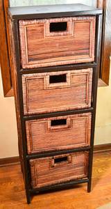 lot 36 image: 4 Drawer Wicker Dresser
