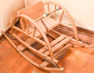 lot 44 image: Wooden Childs Spring Suspended Rocking Chair