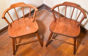lot 54 image: Pair of Wooden Childrens Chairs