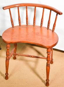 lot 75 image: Wooden Vanity Chair with Oblong Seat
