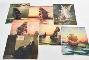 lot 123 image: 7 Colored Prints, Mayflower, Etc.