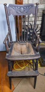 lot 131 image: Vintage Wooden Childs High Chair
