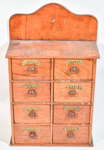 lot 135 image: Vintage Eight-Drawer Spice Cabinet